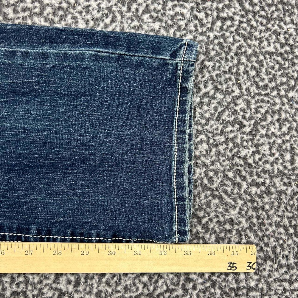 Soundgirl Flare Jeans Women 11 Blue Denim Lace Embroidered Flap Pocket 32x33 - Picture 6 of 9